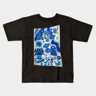 Blue doodles Kids T-Shirt